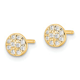 Cheryl M Sterling Silver Gold-plated Polished Pave CZ Circle Post Earrings